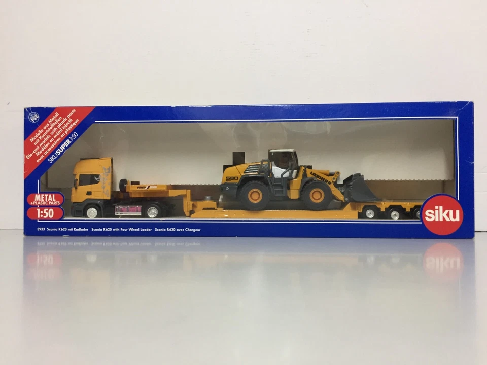 Scania R620 truck & Liebherr 580 loader 1/50 die-cast model SIKU #3933 - BNIB - Imagen 1 de 4