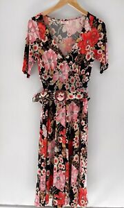LEONA EDMISTON 3/4 Sleeve Floral Belted A Line Dress Size 1 8 10 AU