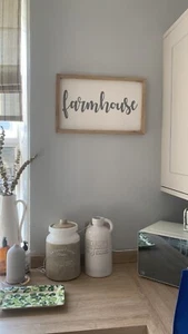 Farmhouse And Mango Wood Wall Sign, Wall Art, Frame Farmhouse Shabby Chic Decor - Picture 1 of 4