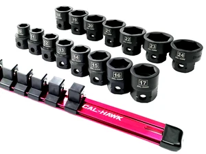 15-Pc 1/2"Dr NANO Impact Socket Set, Low Profile, CR-V, Metric, Taiwan, BISN154M - Picture 1 of 4
