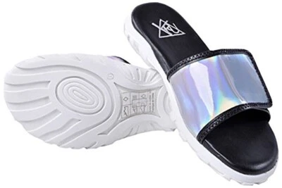 Sandalias planas sin cordones informales ligeras cómodas de verano plateadas talla 6 Foto 1 de 4