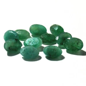 5pcs, Natural Green Emerald Loose Gemstone Oval Unheated Stones Jewellery - Picture 1 of 3