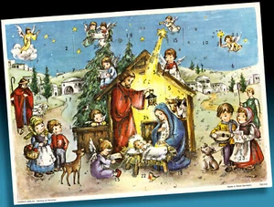Vintage Advent Calendar Korsch West Germany > Lore Hummel Nativity Scene 70s - Picture 1 of 1