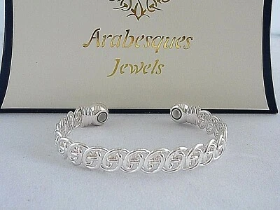 TOP QUALITÄT DAMEN SILBER SPITZE KUPFER MAGNET ARMREIF/ARMBAND SCHMERZLINDERUNG AJMB