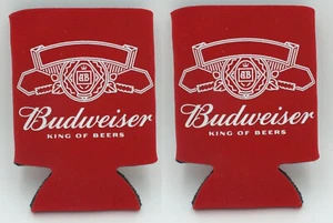 Budweiser King of Beers Red 2 Koozies Can Bottle Coozie Holder Bud Light Cerveza - Picture 1 of 1