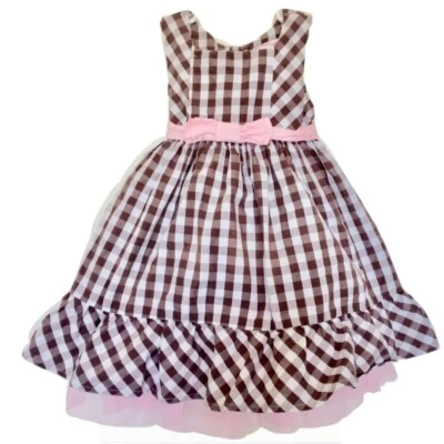 Savannah Dress Easter size 2 Toddler tulle Spring Plaid  Girls Bowed Pink Plaid  - Image 1 of 4