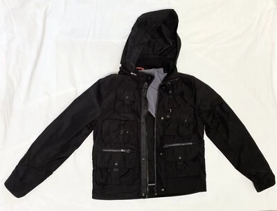 Chaqueta cargo Jack And Jones negra con capucha para hombre talla mediana Foto 1 de 4