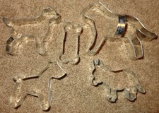 Old Mixed Lot Metal Dog Cookie Cutters Shepherd Pointer Terrier Bone St. Bernard