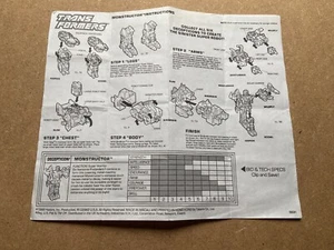 Transformers G1 1989 Monstructor instructions sheet manual - Picture 1 of 2