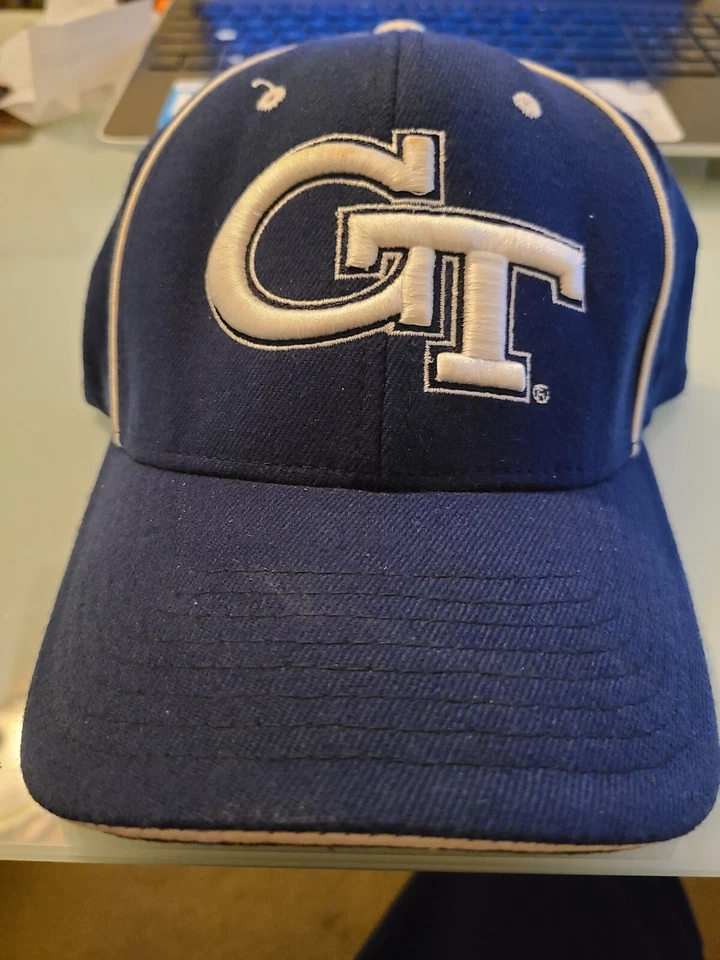 NOVO EM FOLHA CHAPÉU DE BEISEBOL GEORGIA TECH por ZEPHYR M/L AZUL com tubulação branca - Imagem 1 de 1