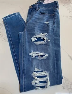 AE American Eagle Next Level Stretch Patched High-Waisted Jegging Size 4 Regular - Picture 1 of 7