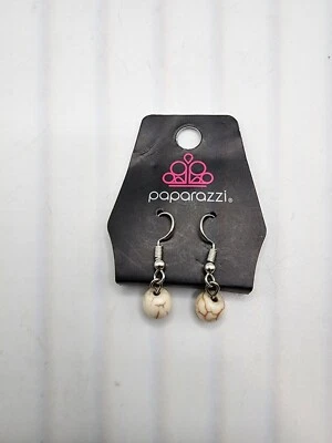 Папарацци подвеской серебряного тона и искусственной бирюзы серьги белый Howlite камни - Изображение 1 из 2