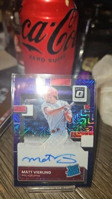 2022 Donruss Optic Rated Rookie Prizm Purp Mojo #RRS-MV Matt Vierling Auto 78/88 - Image 1 of 2