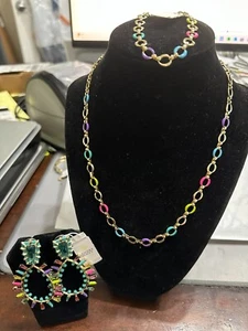 Kendra Scott Kelsey Multicolor Necklace, earrings & Bracelet Set in Gold Neon - Picture 1 of 6