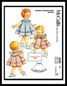 VESTIDO PARA NIÑAS McCall's 2310 Patrón de Costura de Tela Frock & Deslizante Plisado Invertido - Imagen 1 de 4