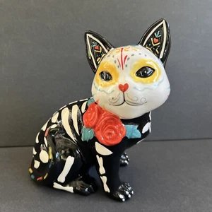 Blue Sky Clayworks Day Of The Dead Ceramic Cat HALLOWEEN  - Picture 1 of 7