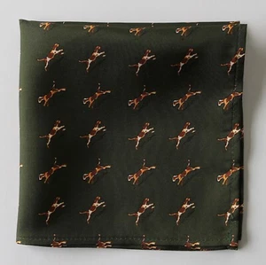 Seideneinstecktuch Taschentuch. Green Dogs Print 36cm. handgefertigt - Bild 1 von 3