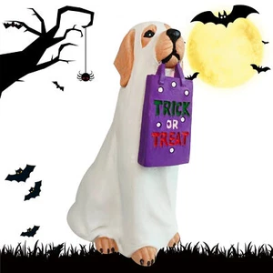 Halloween Spooky Ghost Dog Figurine Halloween Dog Statues with Bag Statue - Picture 1 of 9
