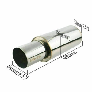2.5'' Inlet 4.5'' Outlet Great Sound Exhaust Muffler Tips 6'' Body Resonator - Picture 1 of 5