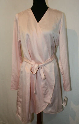 NUEVO CON ETIQUETAS Maidenform Talla M Rosa Bata Corta Poliéster Satinado, Atado y Cinturón Foto 1 de 4