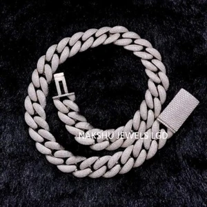 24mm x 24"Miami LINK Cuban Real Moissanite Men's Chain 14k White Gold Plated - Bild 1 von 5