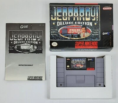 Jeopardy! Deluxe Edition CIB Complete (Super Nintendo, 1993) SNES - Image 1 of 4