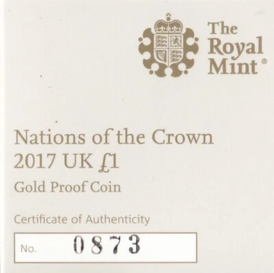 GOLD PROOF 2017 ONE POUND NATIONS CERTIFICATE OF AUTHENTICITY COA ONLY NO COIN - Image 1 of 3