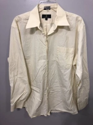 Valerio Garati 男式 16 码 1/2 34-35 正式棉黄色正装衬衫 A-9 — 第 1/4 张图片