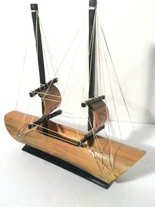 Vintage Holz Bambus Piratenschiff Deko Maritim Bücherregal Schreibtisch Deko - Bild 1 von 6