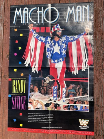 Macho Man Randy Savage Vintage Two Sided Poster Shawn Michaels 1994 WWF WWE Rare Cover