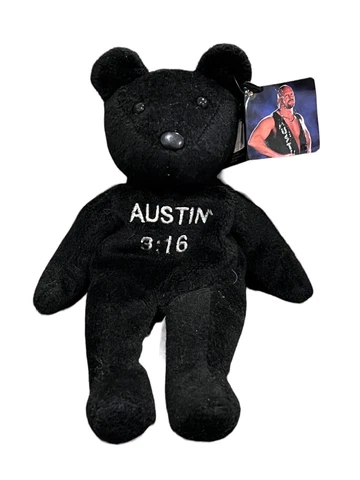 Vintage WWF WWE Attitude Bear Stone Cold Steve Austin Plush Beanie 3:16 Cover