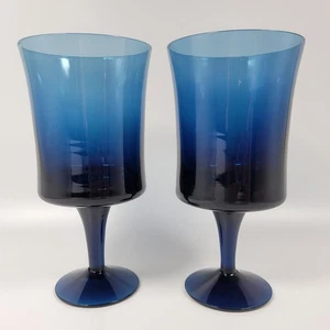 Denby Arabesque Blue Ice 16 Unzen Wasserkelch Glas 2er Set Milnor Schweden MCM - Bild 1 von 5