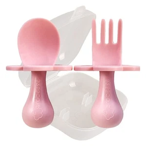 Toddler Utensils, Baby Utensils, Baby Forks for Self Feeding, 1 Set, Blush - Picture 1 of 8