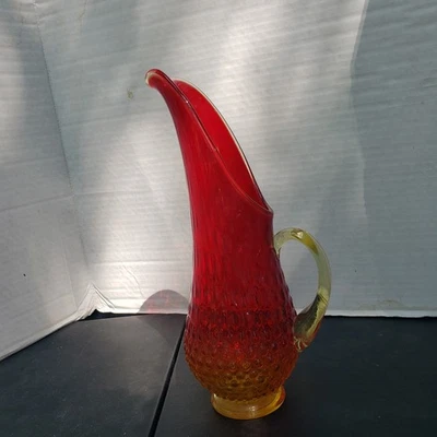 Kanawha Hobnail Amberina Stretch Pitcher 12" Vase - Image 1 of 4