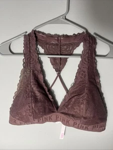 Victoria Secret Pink Lace Bralette Brassiere Size L  - Picture 1 of 3
