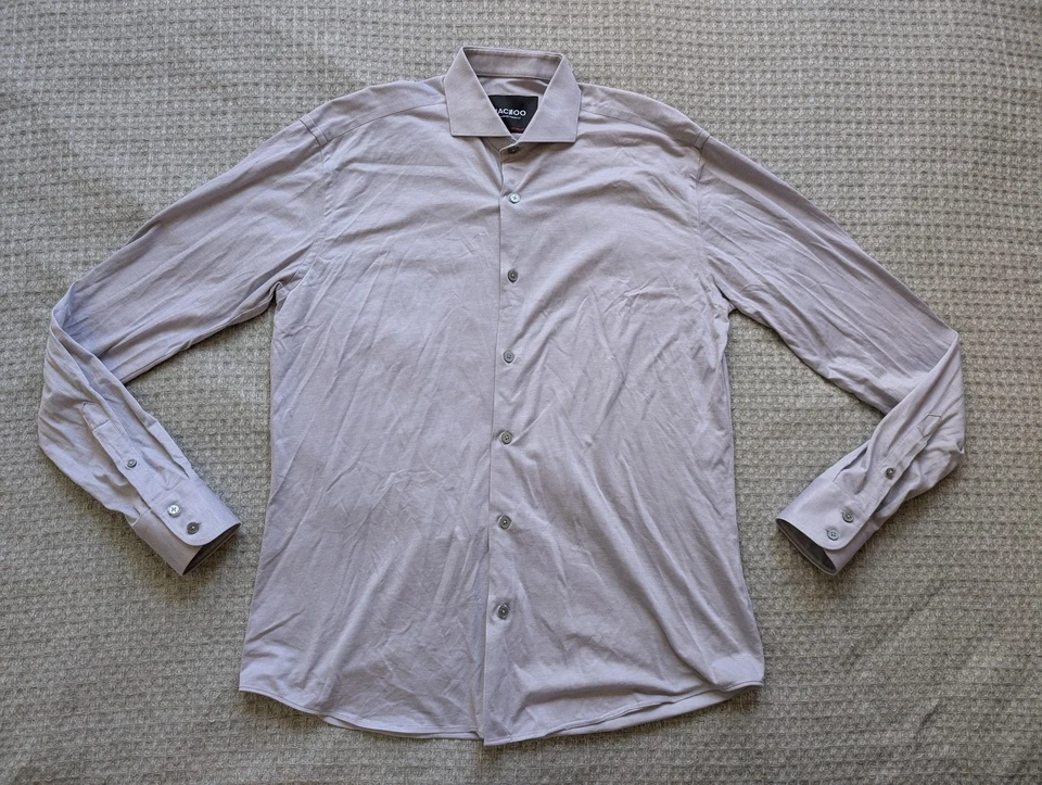 Maceoo Shirt Mens Medium Grey Long Sleeve Button Up Einstein 4-Way Stretch Dress - Image 1 of 4