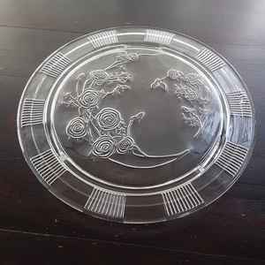 1930s Federal Depression Glass Cake Stand Sharon or Cabbage Rose Pedestal Plate - Picture 1 of 10