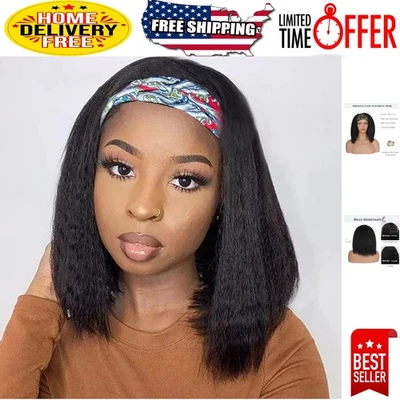 Glueless Kinky Straight Half Wig for Black Women - 14 Inches of Style Confidence - Image 1 of 4
