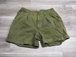 Kikomo Shorts Womens 5/6 Green High Waist Cotton Pleated Relaxed Summer Cuffed - Picture 1 of 7