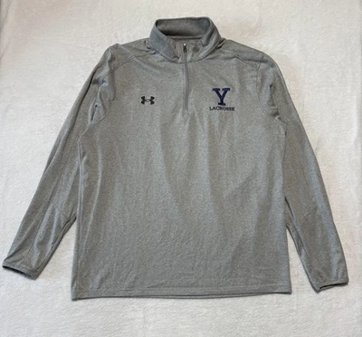 Мужской пуловер Yale Bulldogs размер XL серый цвет College Lacrosse четверть квадратного ярда на молнии с длинным рукавом - Изображение 1 из 4