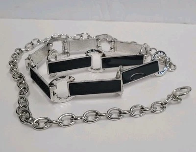 Chico's chain Belt Black And Silver Tone Designer Women's Large 39 Inches - Image 1 of 4
