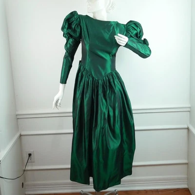 Vintage XS Gown 90s Dress Puff Sleeve Castlecore Regency Formal Costume Cosplay - Image 1 of 4