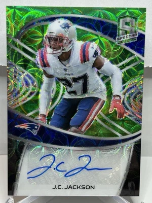 J.C. Jackson - 2021 Spectra Signatures - Green Nucleus (Auto)🔥Patriots🔥/25 - Image 1 of 2