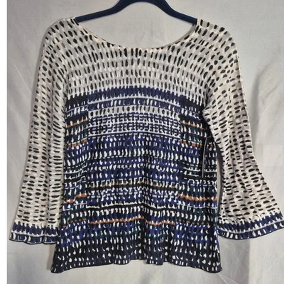 Nic+Zoe Petite PP Multi Color Block Print 3/4 Sleeve Knit Top - Image 1 of 4