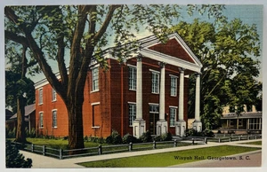 Winyah Hall, Georgetown, South Carolina SC Vintage Leinen Postkarte - Bild 1 von 2