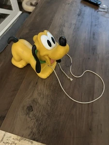 Jouet ancien Disney Pluto Dog Pull plastique grincements et bobs de tête - années 70 ou 80 - Photo 1/5