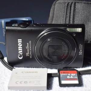Canon PowerShot ELPH 330 HS 12.1MP Digital Camera Black Bundle - Picture 1 of 22