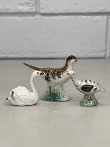 VTG Miniature Various Bird Figurine Set Of 3 Swan Pheasant Quail Kitsch Ceramic - Imagen 1 de 14