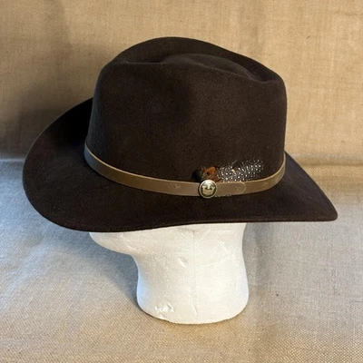 Sombrero de Vaquero Goorin Bros De Colección Para Hombres M Marrón Lana Pluma Cuero Banda Hecho en EE. UU. Foto 1 de 4