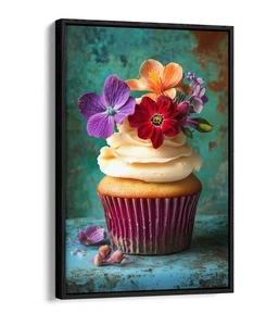 CUPCAKE CUCINA ARTE - STAMPA ARTE DA PARETE SU TELA CON CORNICE EFFETTO GALLEGGIANTE - Foto 1 di 12